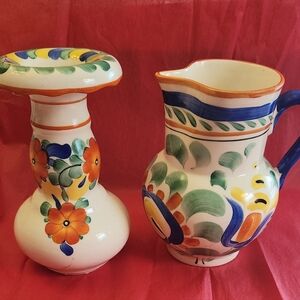 Hand Painted pitcher and vase